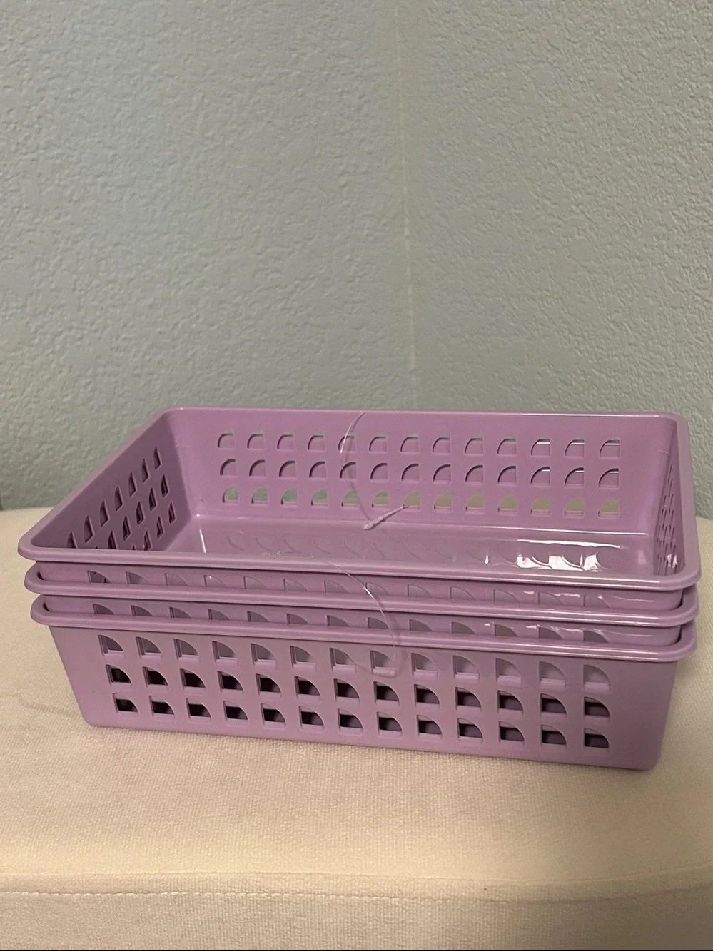 3 Count Storage Plastic Basket Set-Tray in Light Purple-Gift Baskets-Home Accent